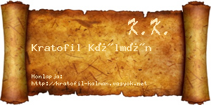 Kratofil Kálmán névjegykártya